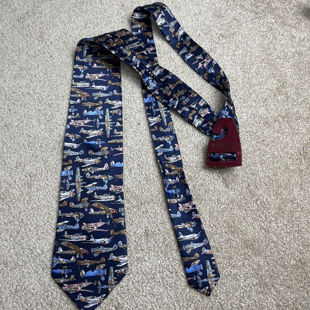 NWT Airplane Tie 100% Silk World‎ War II Navy Museum Artifacts Tie